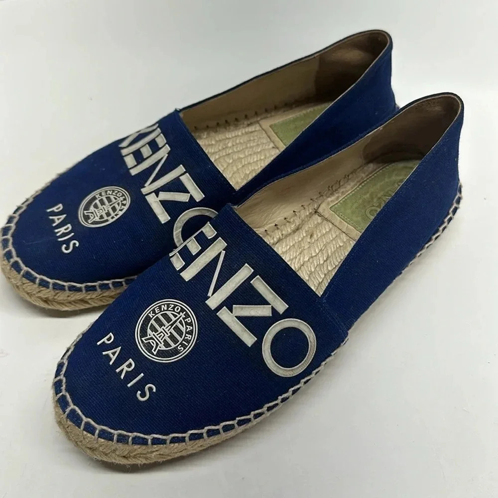 Kenzo Paris Espadrilles Flats Shoes Logo Slip On Royal Blue Women's Size 37 US 6 - Picture 5 of 10